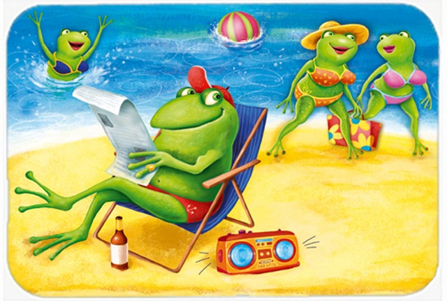 Picture of Carolines Treasures APH0080LCB Frogs on the Beach Glass Cutting Board, Large