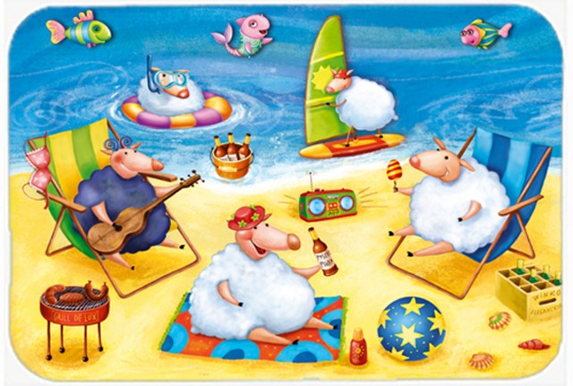 Picture of Carolines Treasures APH0081LCB Party Pigs on the Beach Glass Cutting Board, Large