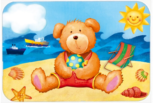 Picture of Carolines Treasures APH0088LCB Teddy Bear on the Beach Glass Cutting Board, Large