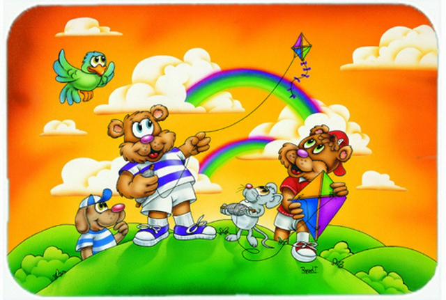 Picture of Carolines Treasures APH0374LCB Bears Flying a Kite Glass Cutting Board, Large