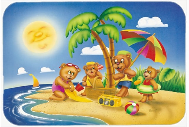 Picture of Carolines Treasures APH0375LCB Bears Playing at the Beach Glass Cutting Board, Large