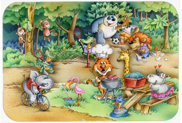 Picture of Carolines Treasures APH6821LCB Animals at a Picnic Glass Cutting Board, Large