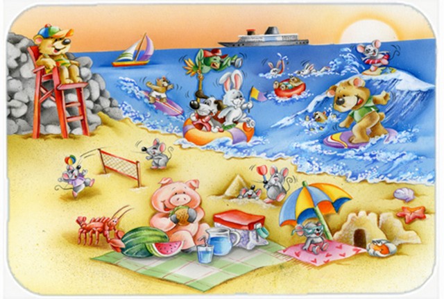 Picture of Carolines Treasures APH6822LCB Animals Swimming at the Beach Glass Cutting Board, Large