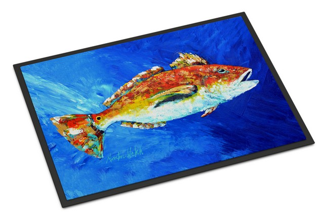 Red Fish White Spin Indoor or Outdoor Mat - 24 x 36 in.