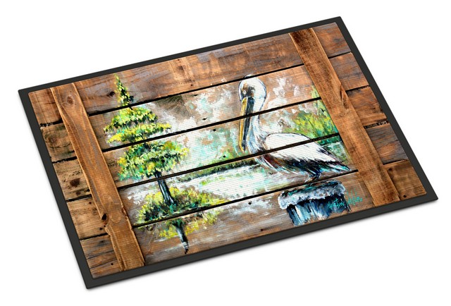 MW1215MAT Summer by the Lake White Pelican Indoor or Outdoor Mat, 18 x 27 in.