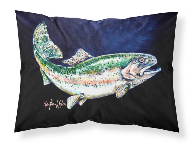Deep Blue Rainbow Trout Fabric Standard Pillowcase