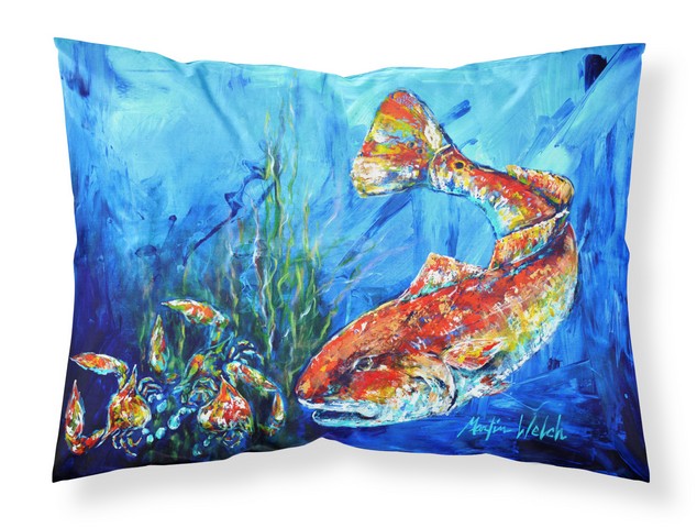 Scattered Red Fish Fabric Standard Pillowcase