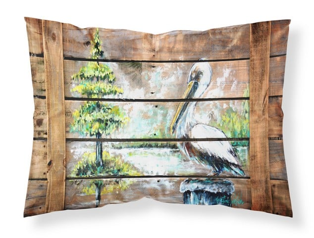 Summer by the Lake White Pelican Fabric Standard Pillowcase