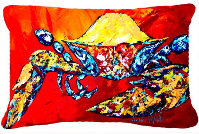 Bring it on Crab in Red Fabric Decorative Pillow