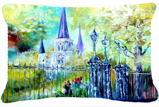 St Louis Cathedrial Across the Square Fabric Decorative Pillow