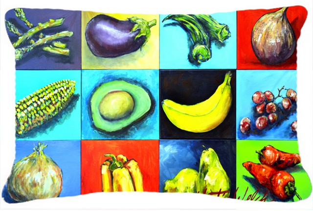 Mixed Fruits & Vegetables Fabric Decorative Pillow