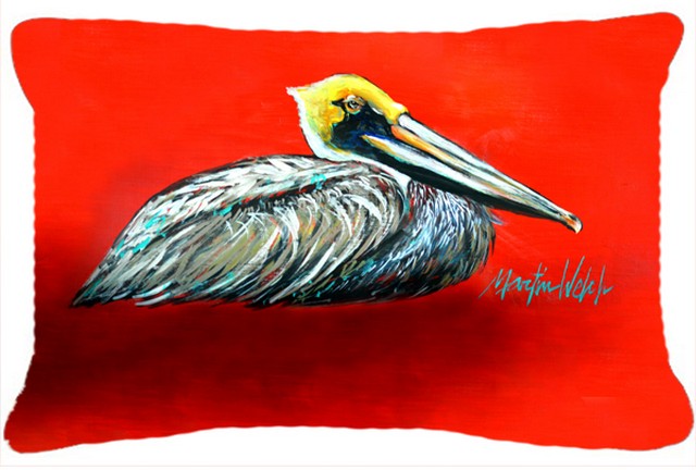 Sitting Brown Pelican Fabric Decorative Pillow