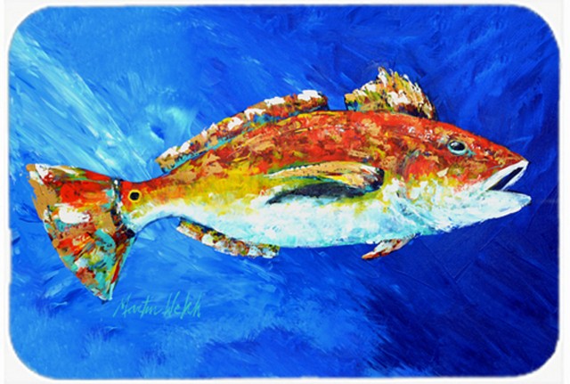 Red Fish White Spin Mouse Pad, Hot Pad or Trivet