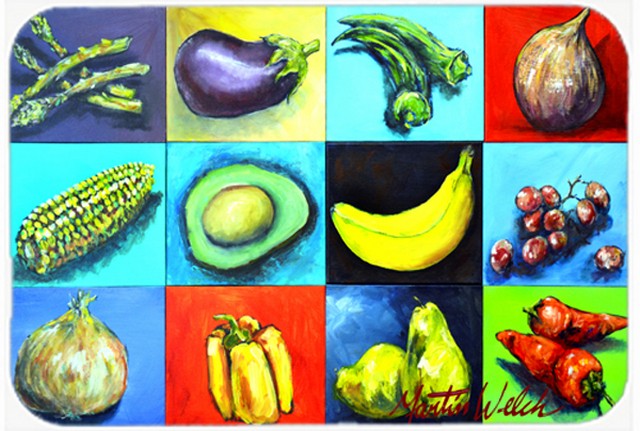 Mixed Fruits & Vegetables Glass Cutting Board - Large