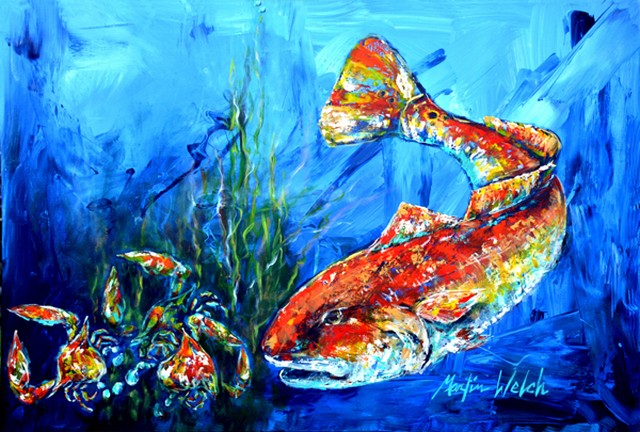 Picture of Carolines Treasures MW1214PLMT Scattered Red Fish Fabric Placemat