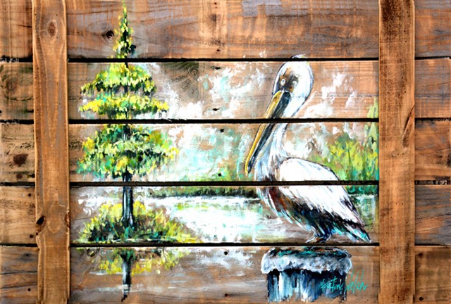 Picture of Carolines Treasures MW1215PLMT Summer by the Lake White Pelican Fabric Placemat