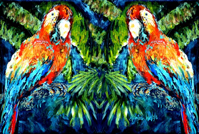 Picture of Carolines Treasures MW1216PLMT Parrots Yo Yo Mama Fabric Placemat