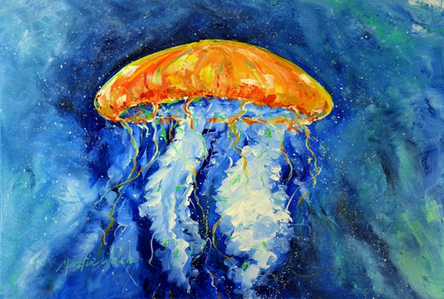 Picture of Carolines Treasures MW1223PLMT Calm Water Jellyfish Fabric Placemat