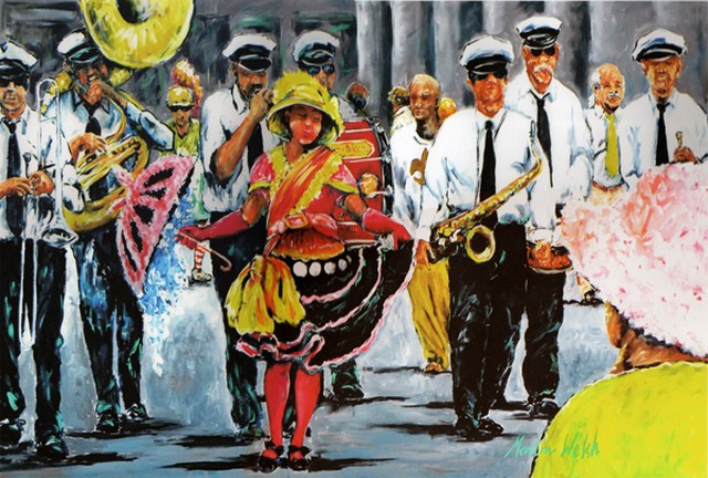 Picture of Carolines Treasures MW1224PLMT Dancing in the Streets Mardi Gras Fabric Placemat