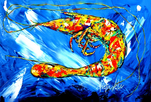 Picture of Carolines Treasures MW1226PLMT Ice Blue Shrimp Fabric Placemat