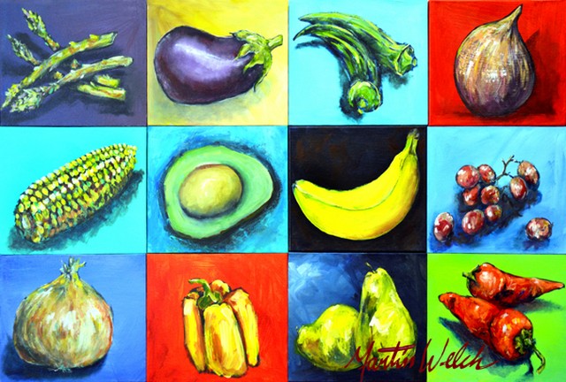 Picture of Carolines Treasures MW1227PLMT Mixed Fruits & Vegetables Fabric Placemat