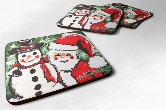 Friends Snowman & Santa Claus Foam Coaster