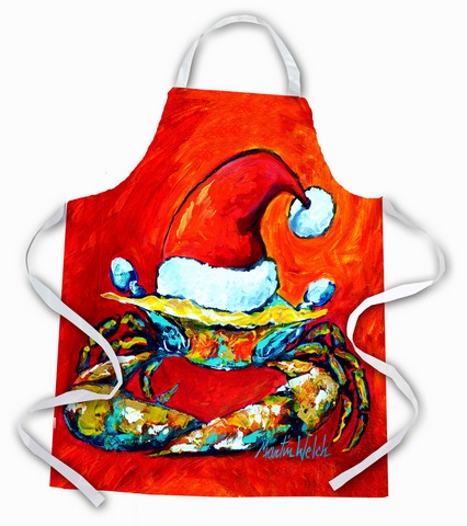 Picture of Carolines Treasures MW1169APRON Crab in Santa Hat Santa Claws Apron
