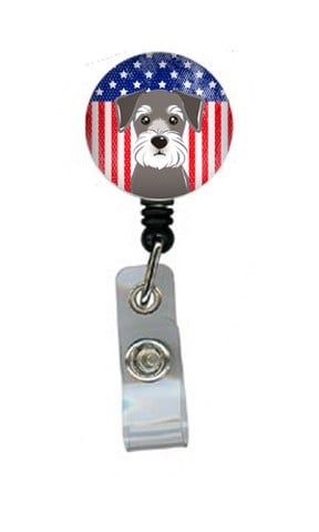 American Flag & Schnauzer Retractable Badge Reel