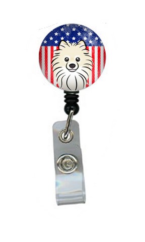 American Flag & Pomeranian Retractable Badge Reel