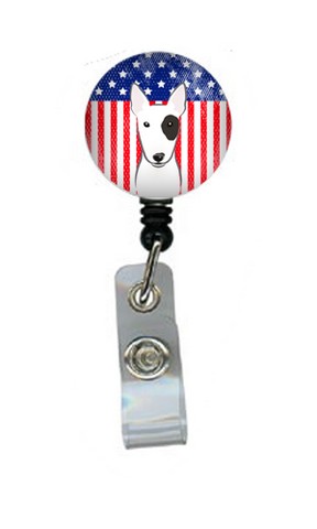BB2139BR American Flag & Bull Terrier Retractable Badge Reel