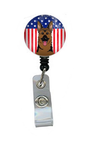 American Flag & German Shepherd Retractable Badge Reel