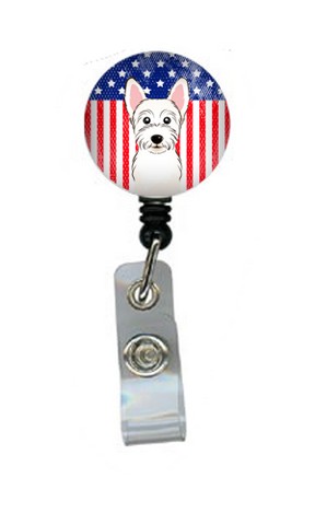 American Flag & Westie Retractable Badge Reel