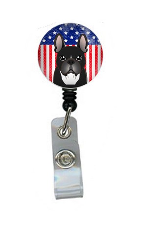 BB2157BR American Flag & French Bulldog Retractable Badge Reel, 5 x 1 x 2 in.