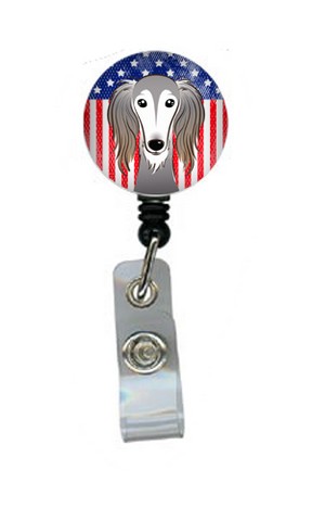American Flag & Saluki Retractable Badge Reel