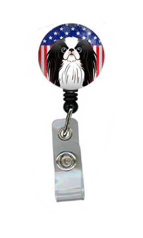American Flag & Japanese Chin Retractable Badge Reel