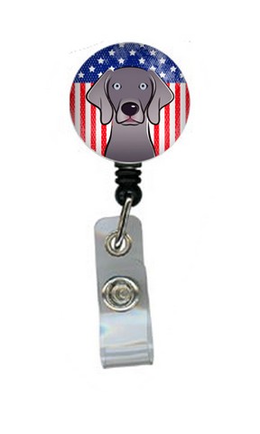 American Flag & Weimaraner Retractable Badge Reel