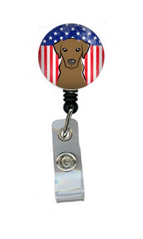 American Flag & Chocolate Labrador Retractable Badge Reel