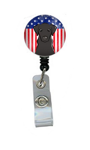 American Flag & Black Labrador Retractable Badge Reel