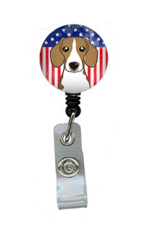 American Flag & Beagle Retractable Badge Reel