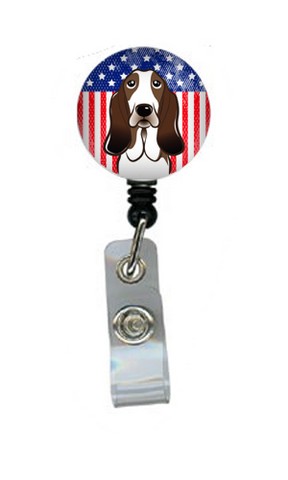 American Flag & Basset Hound Retractable Badge Reel