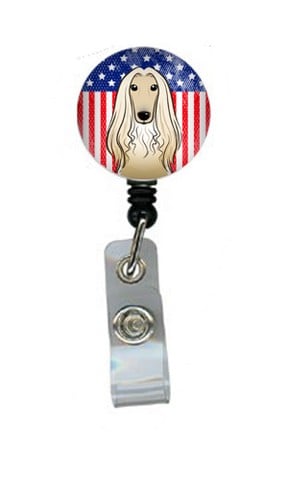 American Flag & Afghan Hound Retractable Badge Reel