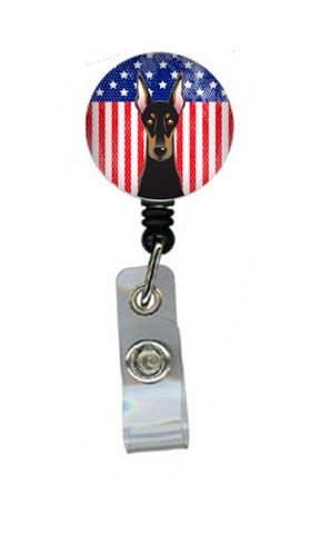 American Flag & Doberman Retractable Badge Reel