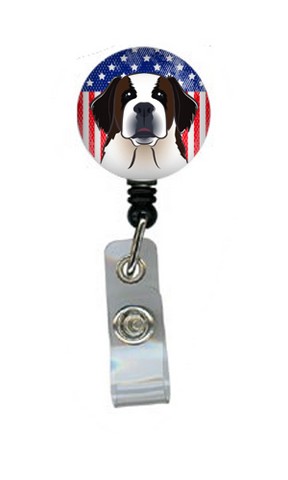 American Flag & Saint Bernard Retractable Badge Reel