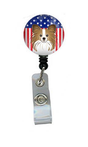 American Flag & Papillon Retractable Badge Reel