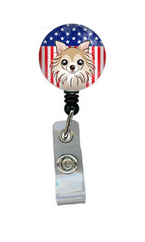 American Flag & Chihuahua Retractable Badge Reel