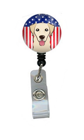 American Flag & Golden Retriever Retractable Badge Reel - 5 x 1 x 2 in.