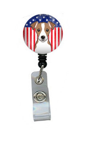 American Flag & Jack Russell Terrier Retractable Badge Reel, 5 x 1 x 2 in.