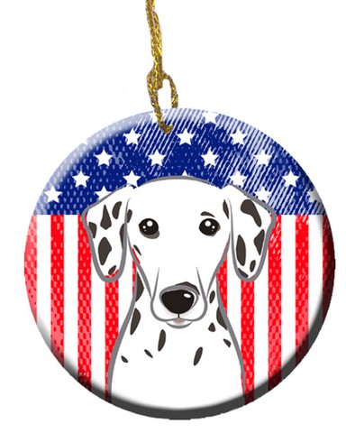 American Flag & Dalmatian Ceramic Ornament