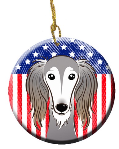 American Flag & Saluki Ceramic Ornament