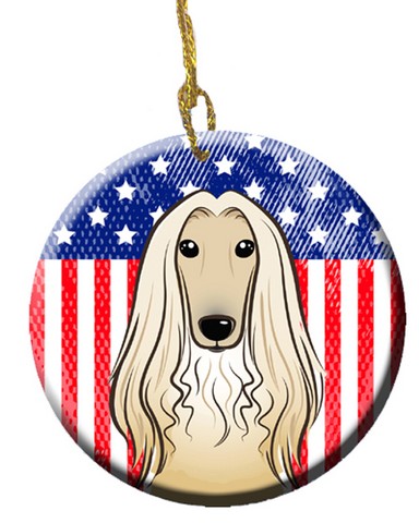 American Flag & Afghan Hound Ceramic Ornament